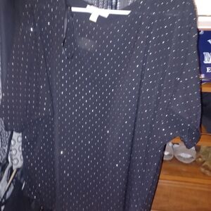 Michael Kors Black Sheer Top with Silver Accents